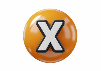 Fototapeta premium Glossy 3D Alphabet Letter X in Orange Sphere – Fun & Educational Vector Icon (A-Z Series)