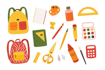 School Supplies Collection: An assortment of essential school supplies, carefully arranged to inspire creativity and learning, embodying the spirit of academic readiness.