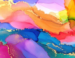 Abstract Alcohol Ink Art with Gold Accents