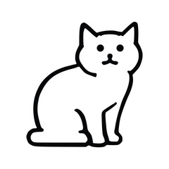 Sitting Cat Icon Cute Minimalist Outline Pet Vector