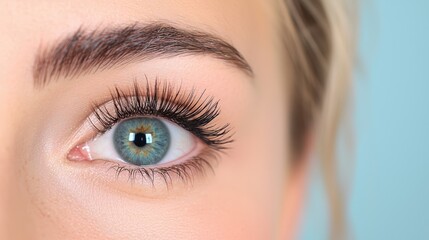 Obraz premium Glossy beauty effect on perfectly curled lashes enhanced with a lengthening and volumizing mascara.