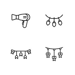 Collection of Festive Decorative Elements and Hair Styling Tool