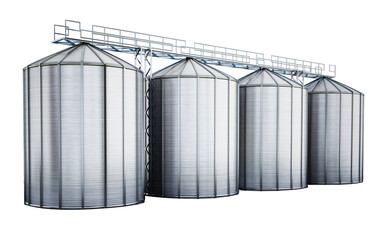 Agriculture grain silos on transparent background. 3D illustration © Destina