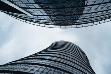 Two scyscrapers , view for the sky, Warsaw, Poland