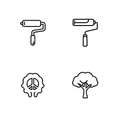 Paint Roller Broccoli and Peace Symbol Graphics Set for Design Projects