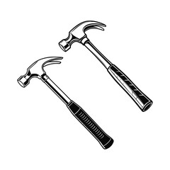 Claw Hammer Tool Vector Illustration – Black and White Construction Hand Tool