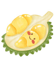 Hand-Drawn Illustration of Durian Fruit , Exotic Tropical Fruit Design 
