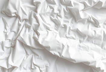 Obraz premium Crumpled white fabric with textured surface showing a varied pattern of folds and creases, simple, texture