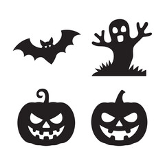 Fototapeta premium Halloween icons spooky bat ghost pumpkins vector