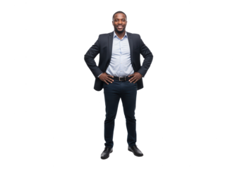 Confident Black Businessman Standing on White