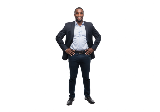 Confident Black Businessman Standing on White