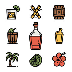 Fototapeta premium Tropical drink ingredients and island elements lime sugar