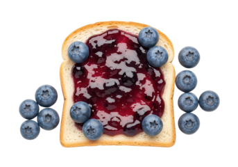 Minimalist Toast with Blueberry Jam on White Background