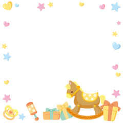 Obraz premium キッズ＆ベビー用ベビーシャワーSNSフレームのベクターイラスト素材(Kids & Baby Baby Shower Social Media Frame Vector Illustration)