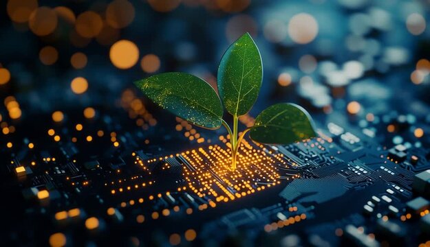 Green vegetation on a chip serves as an example of the merging of technological advancements and eco-friendly practices.