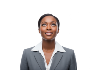 Dreaming African American Businesswoman Looking Upward