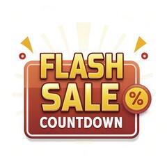 Flash Sale Countdown Promotion with percentage icon on a white background