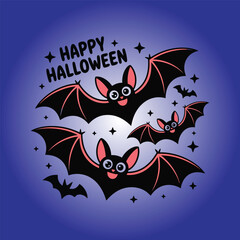 Spooky halloween night with haunted house and moon illustration