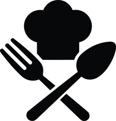 Culinary Icon: Chef Hat, Fork, and Spoon