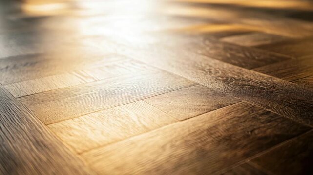 Close-up shot of a wooden floor with a blurred background