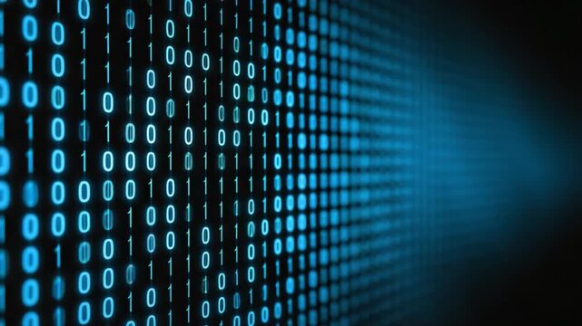 Digital Data Stream: A mesmerizing display of binary code cascades in a visually stunning composition, reflecting the intricate world of information technology.
