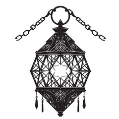 Traditional hanging lantern illustration silhouette design