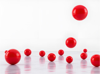 Orange and red balls floating