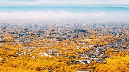 Panoramic view of sapporo city in hokkaido japan during autumn season