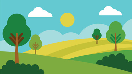 Obraz premium landscape with trees and hills