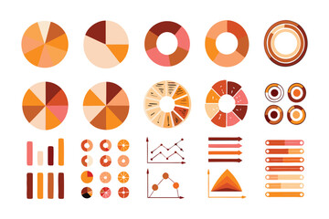 Data Visualization: A set of graphics illustrating various data sets, presenting information in a clear and visually appealing manner for business, science, and education purposes.