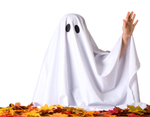 Scary Ghost with Waving Sheet, isolated PNG