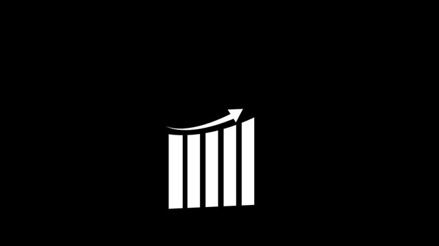 Business growth concept in graph chart showing marketing sales profit increasing to future target .Arrow rising on graph sale symbols. Abstract business growth and graph chart icon animation