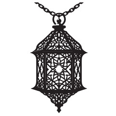 Traditional hanging lantern silhouette design with intricate details