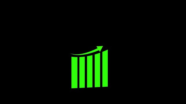 Business growth concept in graph chart showing marketing sales profit increasing to future target .Arrow rising on graph sale symbols. Abstract business growth and graph chart icon animation