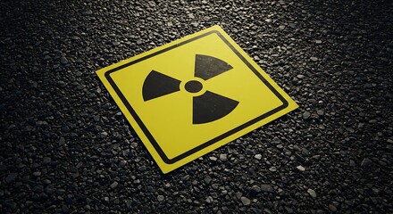 Radioactive Hazard Sign on Asphalt for Safety and Warning
