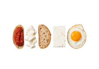 Ingredients for Breakfast or Lunch on White Background