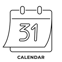 Halloween Calendar Icon, Spooky October Event Reminder Vector, Icon Outline Style