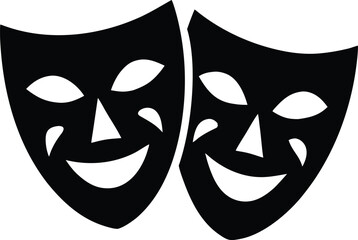 theater masks silhouette vector