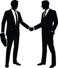 Fototapeta premium two businessman handshake silhouette vector