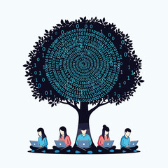 Digital learning and data analysis under a technological tree fostering knowledge growth