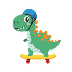 Fototapeta premium Skateboarding Cartoon Dinosaur
