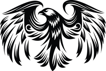 Black stylized eagle spreads its tribal wings, making a bold and captivating statement