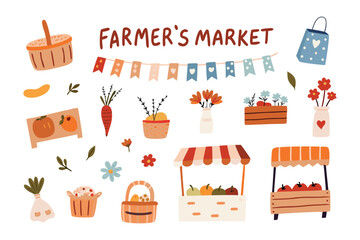 Fresh Harvest Display: An illustrative, vibrant farmer's market scene, brimming with colorful produce and artisanal crafts, evokes the essence of community and the bounty of the harvest season.