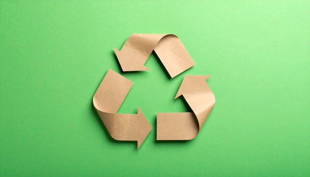 Recycled Paper Recycling Symbol on Green Background - Powered by Adobe