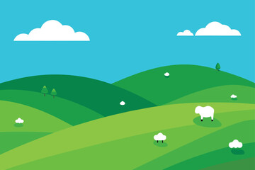 Fototapeta premium vector illustration of a rural landscape