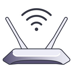 Wi-Fi Router Icon with Antennas and Signal Symbol