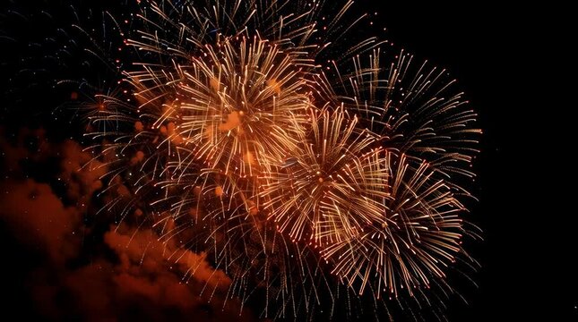Diwali festival fireworks exploding in the night sky