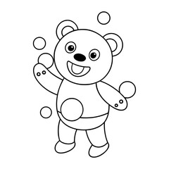 Obraz premium Printable Happy Bear Throwing Game Coloring Page