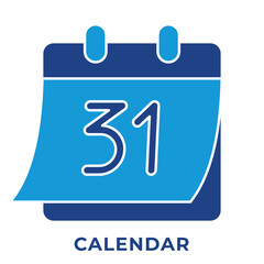 Halloween Calendar Icon, Spooky October Event Reminder Vector, Icon Blue Style