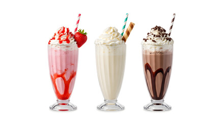 Delicious Milkshake Trio Strawberry Vanilla Chocolate